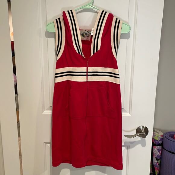 Norma Kamala x Everlast red striped sleeveless zip up dress small - Picture 2 of 8